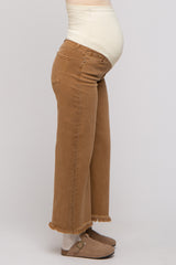 Mocha Cropped Wide Leg Maternity Pants