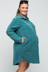 Jade Corduroy Button Down Collared Plus Maternity Dress