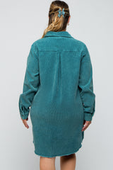 Jade Corduroy Button Down Collared Plus Maternity Dress