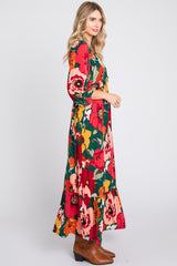 Forest Green Ruffle Accent Maxi Dress