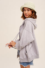 Heather Grey Zipper Hooded Jacket