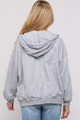 Heather Grey Zipper Hooded Maternity Jacket