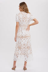 Ivory Crochet Lace Midi Dress