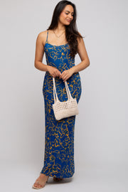 Royal Blue Floral Maxi Dress