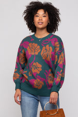 Emerald Green Floral Print Sweater