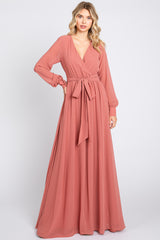 Mauve Chiffon Wrap Gown