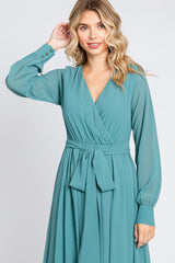 Teal Chiffon Wrap Gown