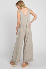 Pale Olive Wide Leg Roll-Up Jumpsuit