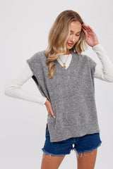 Grey Oversized Knit Vest