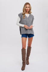 Grey Oversized Knit Vest