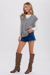 Grey Oversized Knit Vest