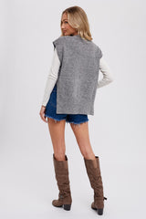 Grey Oversized Knit Vest