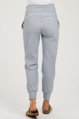 Light Blue Soft Knit Maternity Joggers