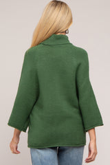 Forest Green Brushed Turtleneck Wide 3/4 Sleeve Maternity Sweater