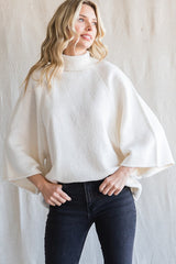 Ivory Brushed Turtleneck Wide 3/4 Sleeve Maternity Sweater