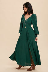 Evergreen Flared Maxi Dress