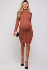 Rust Knit Cutout Back Maternity Sweater Dress