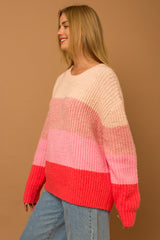 Pink Striped Knit Sweater