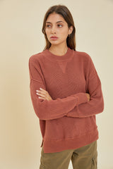 Rust Knit Side Slit Sweater