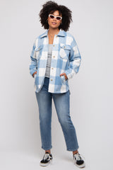 Blue Plaid Brushed Long Shacket