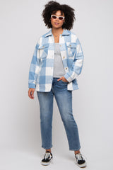 Blue Plaid Brushed Long Shacket