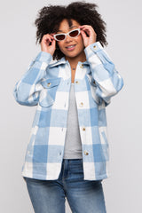 Blue Plaid Brushed Long Shacket