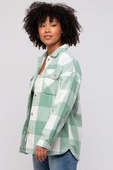 Sage Plaid Brushed Long Shacket