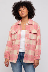 Mauve Plaid Fuzzy Button Up Jacket