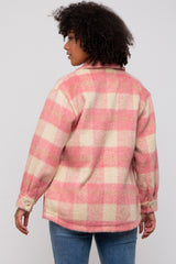 Mauve Plaid Fuzzy Button Up Jacket