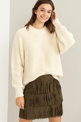 Ivory Basic Chunky Knit Sweater