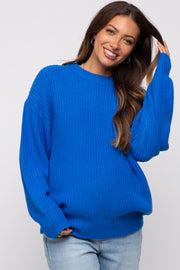 Royal Blue Basic Chunky Knit Maternity Sweater