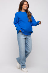 Royal Blue Basic Chunky Knit Maternity Sweater