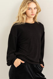 Black Soft Knit Pullover Top