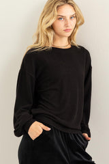 Black Soft Knit Maternity Pullover Top