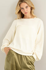 Cream Soft Knit Maternity Pullover Top