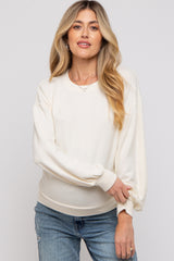 Cream Soft Knit Maternity Pullover Top