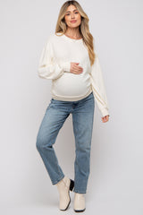 Cream Soft Knit Maternity Pullover Top