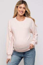 Light Pink Soft Knit Maternity Pullover Top