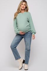 Mint Green Soft Knit Maternity Pullover Top