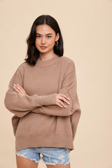 Taupe Knit Mock Neck Sweater