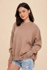 Taupe Knit Mock Neck Sweater