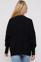 Black Knit Mock Neck Maternity Sweater