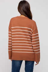 Camel Striped Maternity Sweater