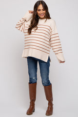 Ivory Striped Maternity Sweater