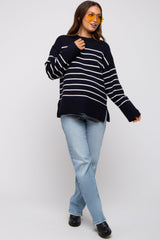 Navy Blue Striped Maternity Sweater