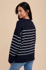 Navy Blue Striped Sweater