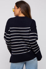 Navy Blue Striped Maternity Sweater