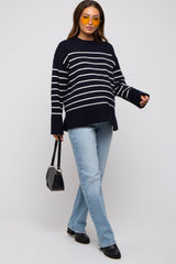 Navy Blue Striped Maternity Sweater