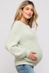 Mint Green Fuzzy Soft Knit Maternity Sweater