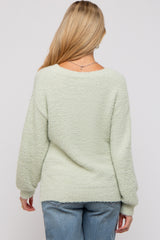 Mint Green Fuzzy Soft Knit Maternity Sweater